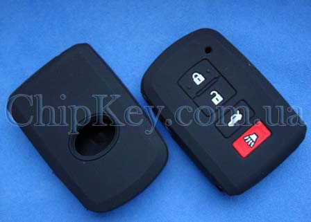 Чехол Toyota Smart Key силиконовый 4 кнопки, черный