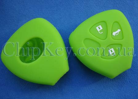 Чехол Toyota силиконовый 3 кнопки, зеленый