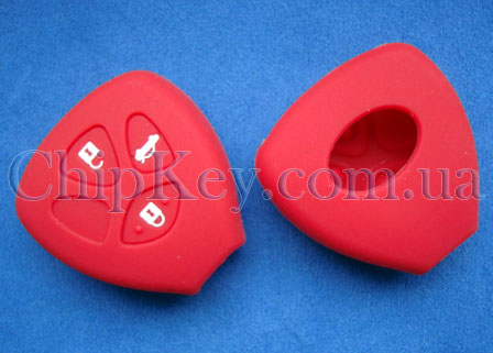 Чехол Toyota силиконовый 3 кнопки, красный
