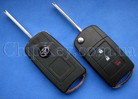 Ключ Toyota выкидной (корпус) 2 кнопки 1 кнопка (Panic)