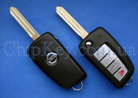 Выкидной ключ Nissan (корпус) 3 кнопки 1 кнопка (Panic)