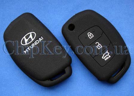 Cиликоновый чехол Hyundai выкидной ключ 3 кнопки, черный