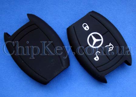 Чехол Mercedes smart key силиконовый 3 кнопки, черный