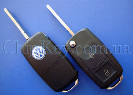 Ключ Volkswagen выкидной (корпус) 2 кнопки, лезвие hu66