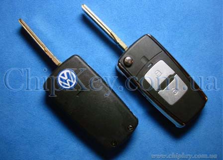 Ключ Volkswagen выкидной (корпус) 2 кнопки, лезвие hu66