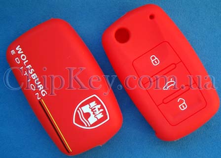 Чехол Volkswagen Wolfsburg Edition силиконовый 3 кнопки, красный