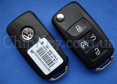 Ключ Volkswagen 561837 202 D Original с функцией key less, выкидной 5 кнопок, с чипом 48:A1, 315Mhz