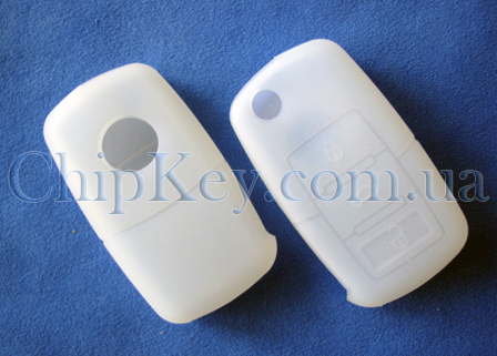 Volkswagen Skoda Seat силиконовый чехол под выкидной ключ 3 кнопки, белый